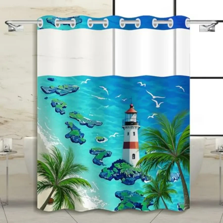 Tropical Lighthouse Beach Shower Curtain Set
