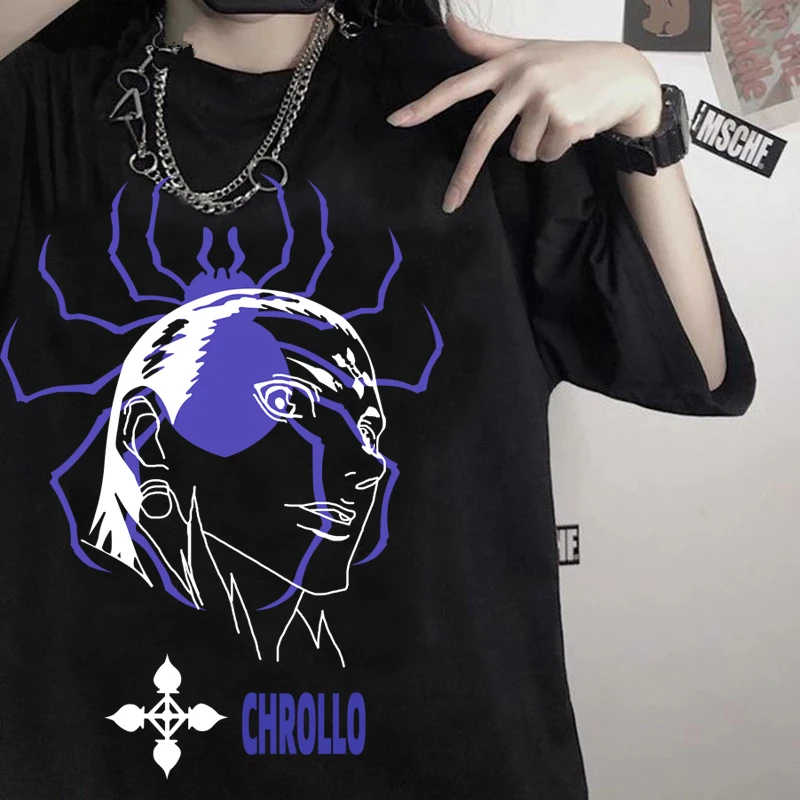 Unique Hunter X Chrollo T Shirt Men Short Sleeve Anime Manga T-shirt Harajuku Graphic Tees Tops Cartoon Streetwear Male |