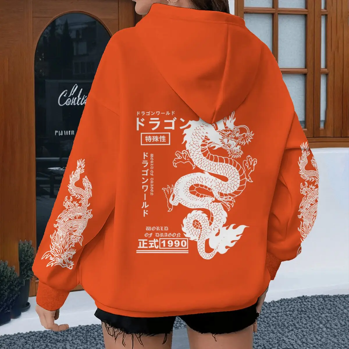 Harajuku Dragon Printed Hoodies for Men Women, Casual Japanese-style Sporty Spring Autumn Hoody, Vintage Unisex Hooded