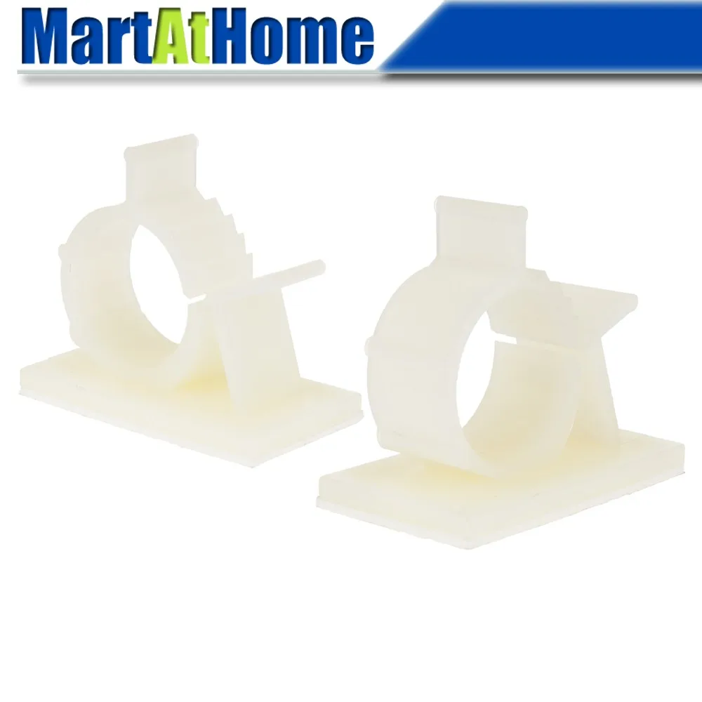 Pack of 30 White Adhesive Backed Nylon Wire Adjustable Cable Clips