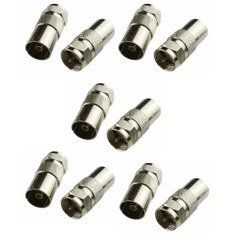 Lots 10pcs Banggood F Type Male Plug to IEC DVB-T TV PAL Female Jack RF Coaxial Connector Adapter 10xbnc male to rca female coaxial connector adapter for cctv bnc connector to coaxial cable bnc connector for ahd cvi tvi camera