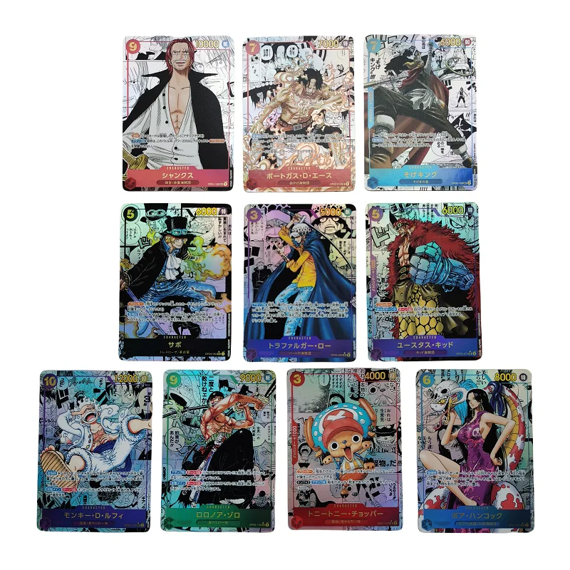 

Anime One Piece Japanese English Version OPCG Replica Zoro Shanks Ace Nika Luffy Chopper Boa Hancock Game Anime Collection Cards