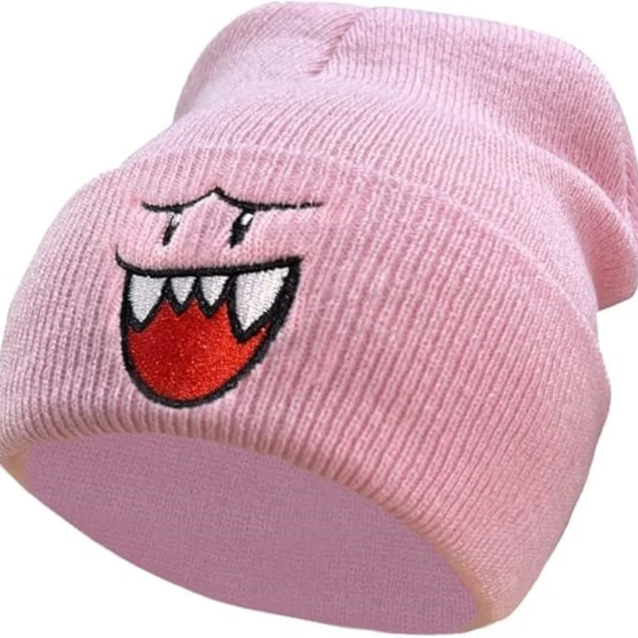 1 knitted hat Cozy Happy Face Embroidered Knitted Hat for Men Christmas Gift