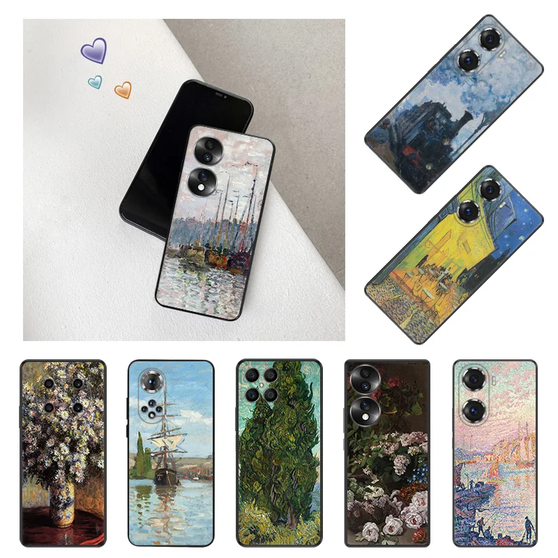 Custodie Per Telefoni In Silicone Nero Per Honor 80 70 60 50 30I 20 X9A X8 X7 X6 X5 Magic 5 4 Claude Monet Oil Art Huawei Mate 20 10 Cover