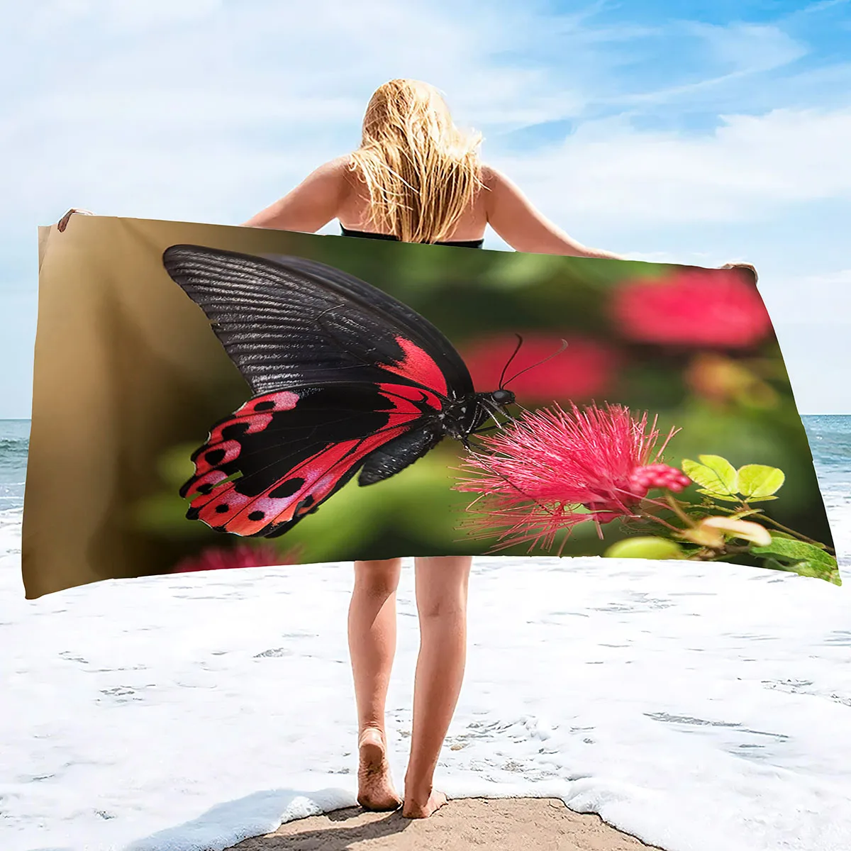 

Beach Towel,Butterfly Flower Bath Towel Pool Towel Super Soft Quick Dry Towel Super Absorbent Towel Sandless Cool Pool Towels