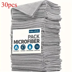 Ultra - Fine Fiber Light Gray Kitchen Towel Set - Absorbent, Soft, Stain - Removing Cleaning Cloths (5/10/20pcs) (Grey 30pcs 25X25cm)