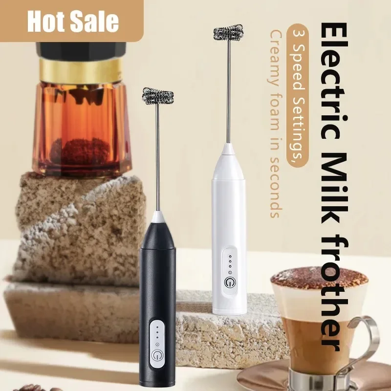 Wireless Electric Milk Frothers USB Recharge 3 Speeds Handheld Milk Foamer Mini Blender for Coffee Cappuccino Foam Maker Whisk 2