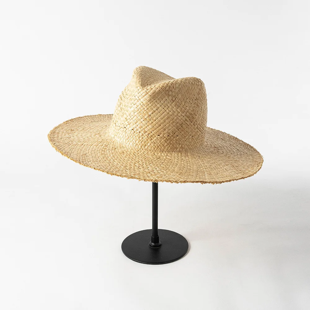 DIY natürlicher Basthut Körper Millinery Sommer Strohhut breite Krempe Panamahut Kentucky Derby Sonnenhut mit Bommel Blumengürtel Schleife – Detail 5