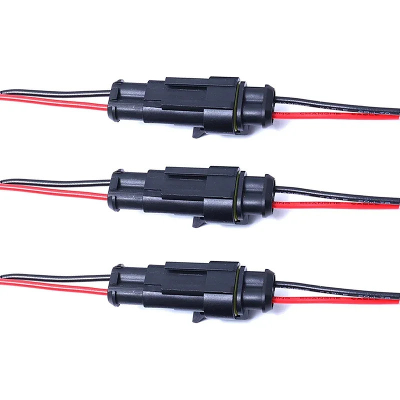 Waterproof 2-Pin Automotive Electrical Connectors - 16 AWG Wire for Various Vehicles and Marine Applications