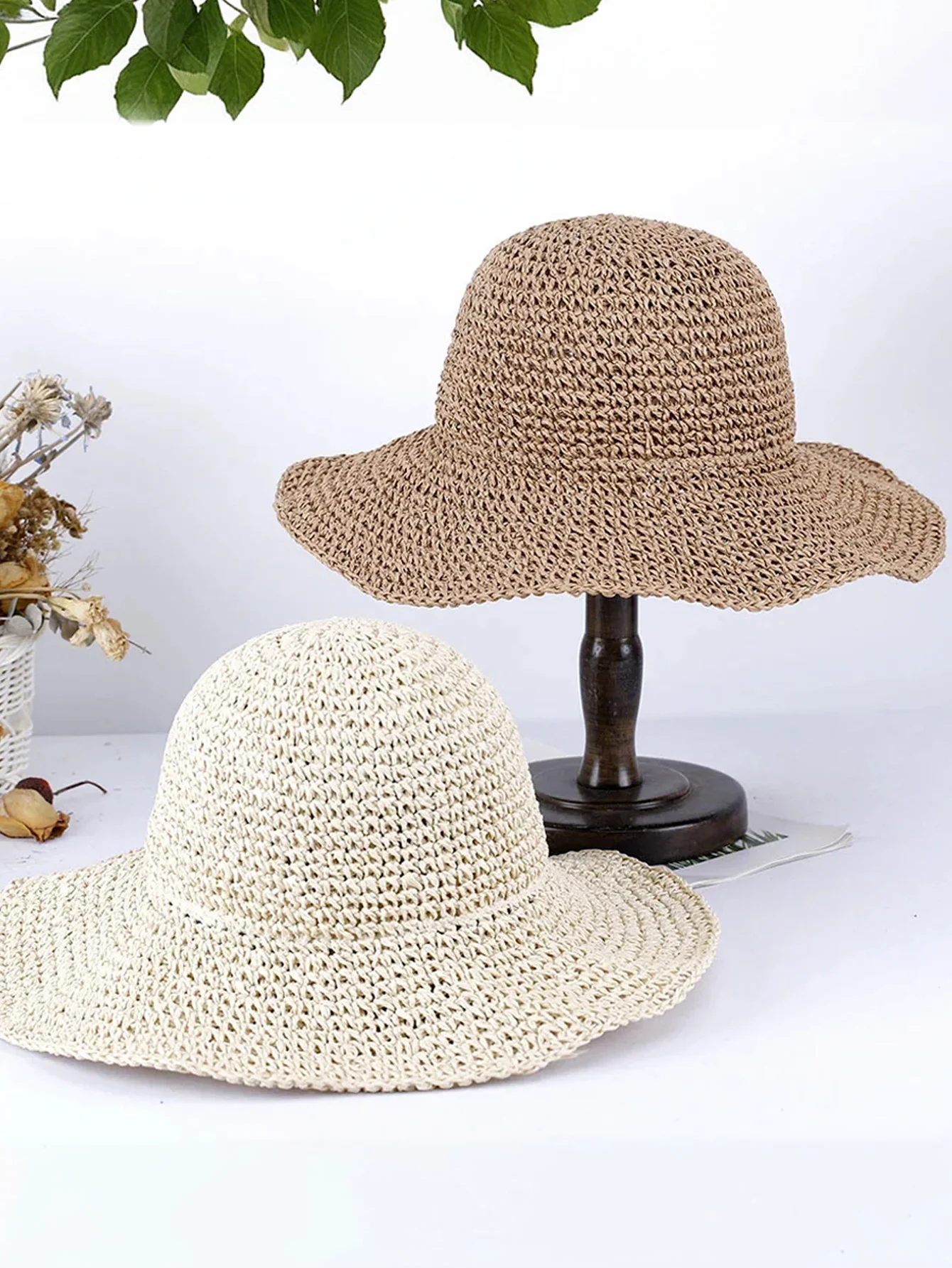 Sommer Strand Koreanische Stroh Hut für Frauen Visier Eimer Hut Hand Weben Panama Mädchen Angeln Chapeau Sonnenhüte für Frauen – Detail 8