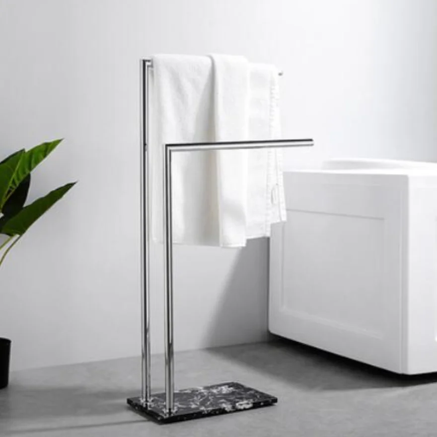 Copper floor towel holder marble bathroom golden towel rack web celebrity simple bathtub rack coat and hat