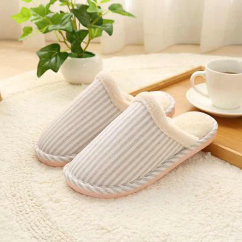 2024 Women Men Winter Warm Cotton Male Flats Soft Non-slip Slides Household Indoor Slippers_voghion.com