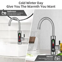 Robinet d'eau chaude et froide électrique instantané sans réservoir 3000W 220V 3sec avec affichage numérique LED chauffe-eau de robinet de cuisine à chauffage rapide 4