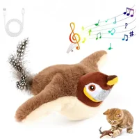 Interactive Cat Toy Flapping Bird with Catnip Rechargeable Simulation Bird Cat Toys Touch Activated Fluffy Plush Toys for Cats 6