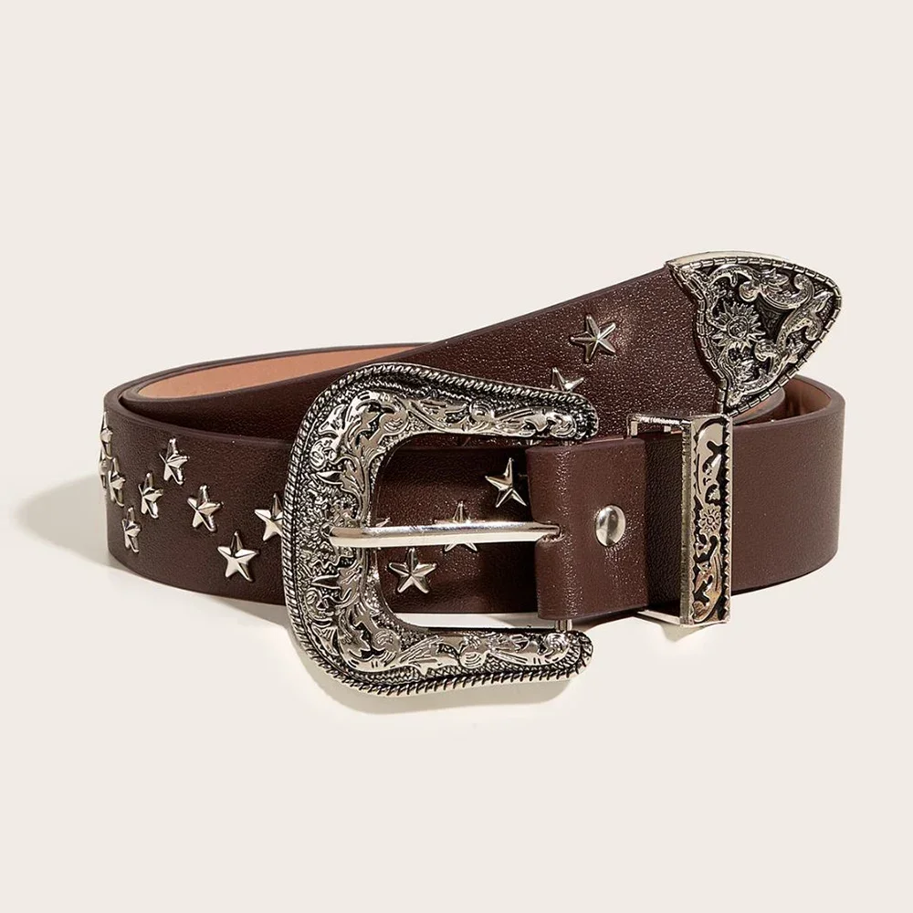 

2024 New Star Rivet Belts Y2k Metal Buckle Brand Punk Rock Belt Gothic Pu Waistband Belt Women Men Jeans Pants Decor Accessories