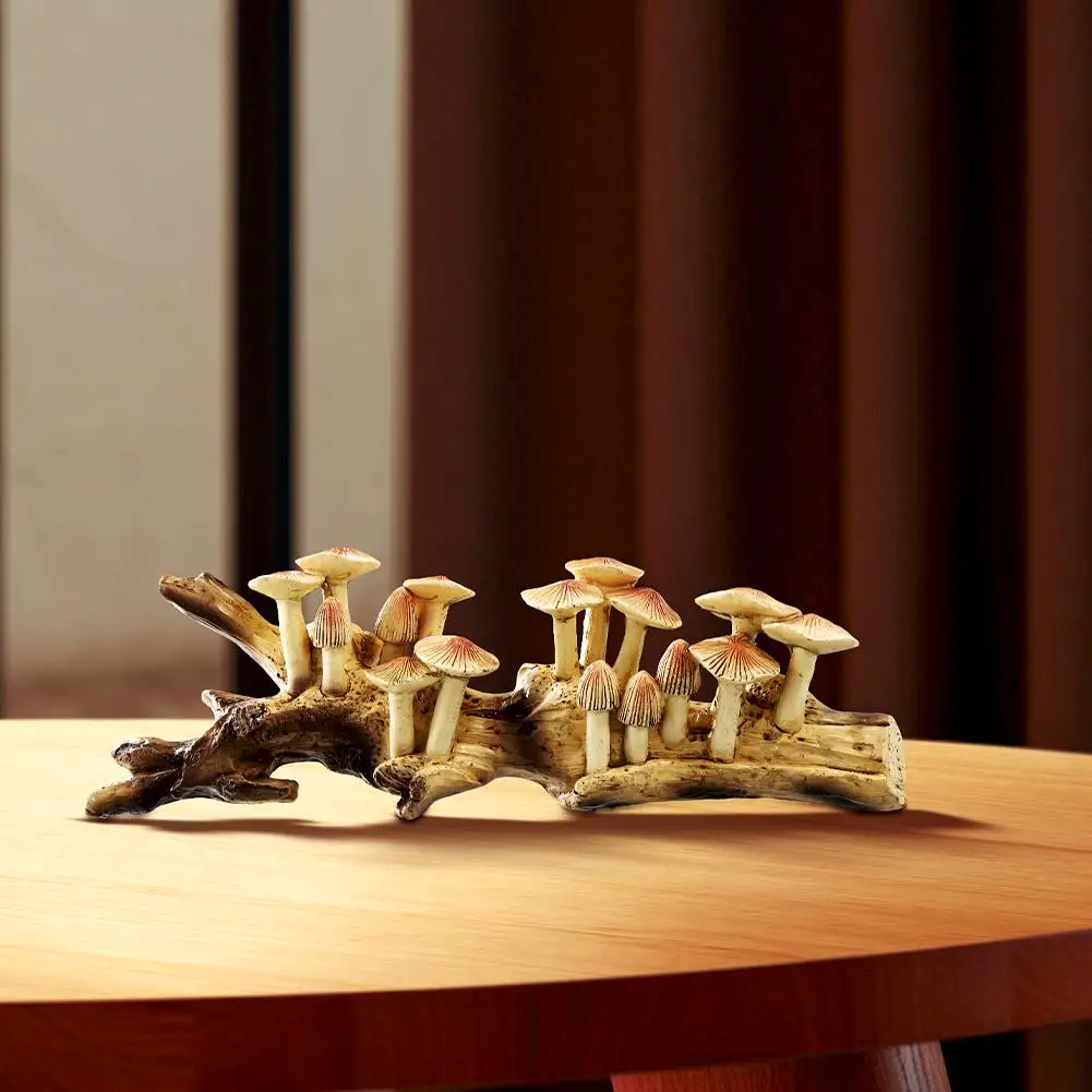 

Resin Mushroom Solid Wood Sculpture Living Room Desk Wall Ornaments Artwork Decor Home Crafts Mushroom Art Statue Furnishin F2H6