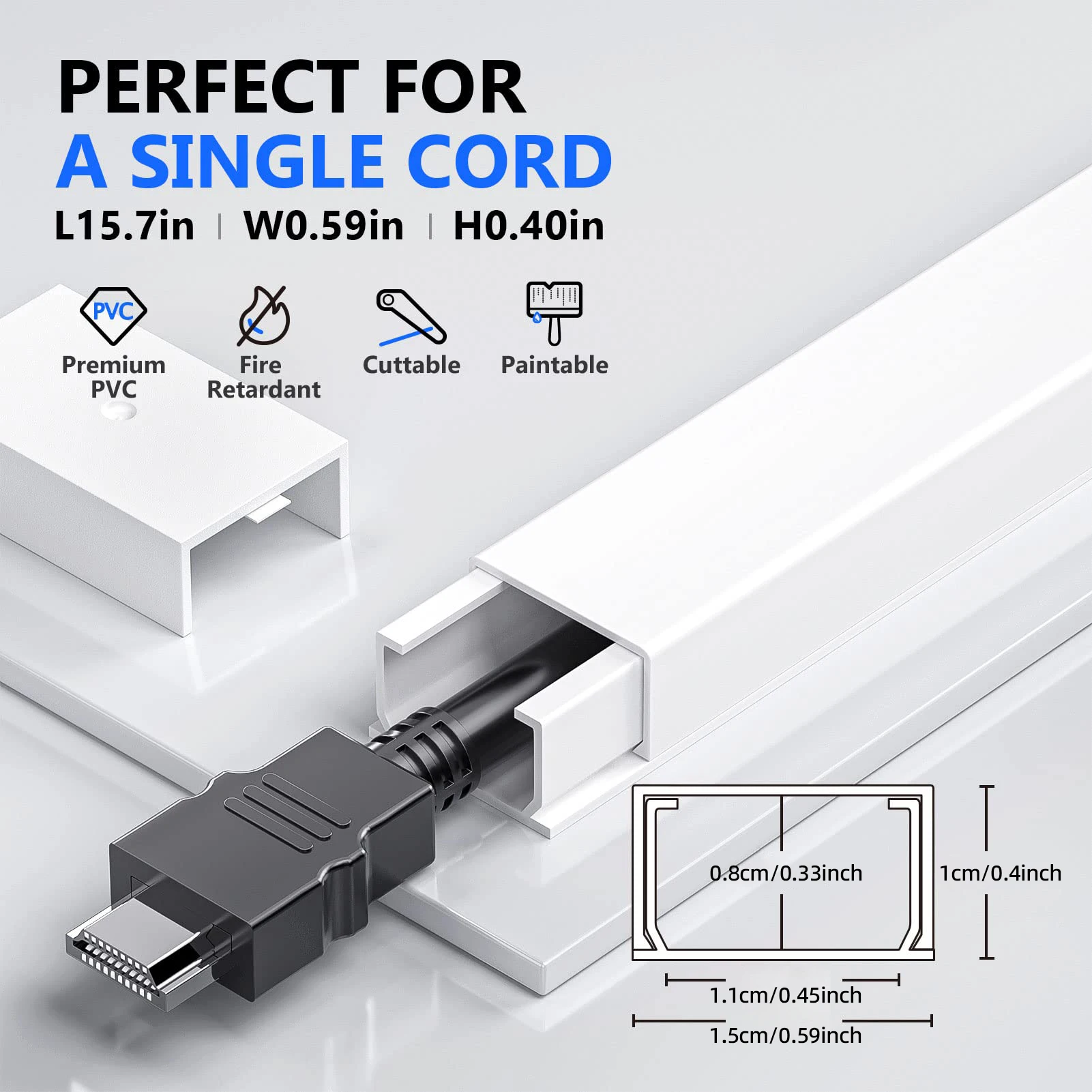 Cord Hider Cable Cover, Cord Covers for Wires on Wall, One-Cord Cable Hider, Wire Hider Wire Covers for Cords,