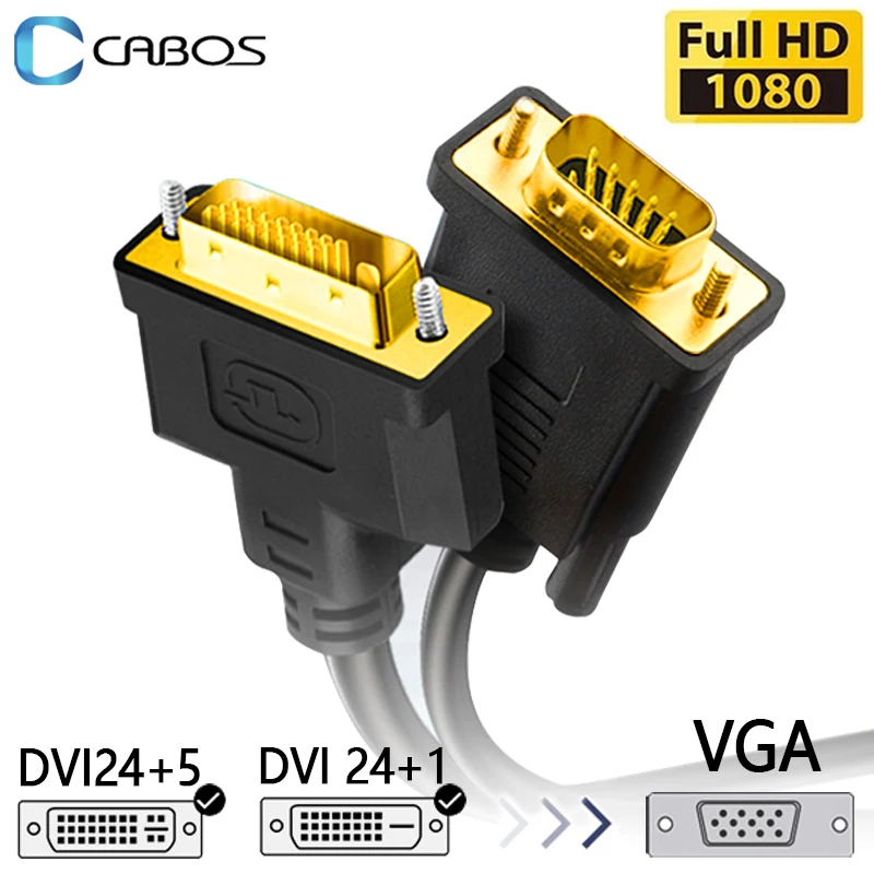 Convertitore Cavo Adattatore Da Full Hd 1080P Dvi A Vga 24 + 5 24 + 1 Pin Dvi Maschio A Vga Maschio Per Monitor Portatile Monitor Per Computer Pc