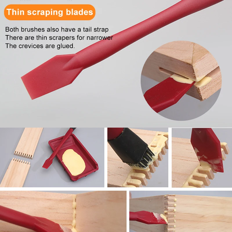 Silicone Glue Brush Kit 4pcs/Set Woodworking Gluing Kit Woodworking Glue  Applicator Set Portable DIY Hand Tool Reliable