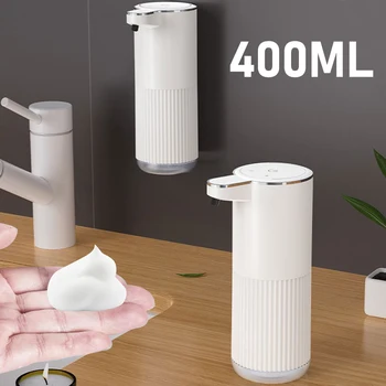 เครื่องจ่ายสบู่อัตโนมัติ Touchless โฟม/เครื่องจ่ายเจล 400ml Wall Mount แฮนด์ฟรีเครื่องจ่ายสบู่อัตโนมัติสําหรับห้องครัวและห้องน้ํา 1