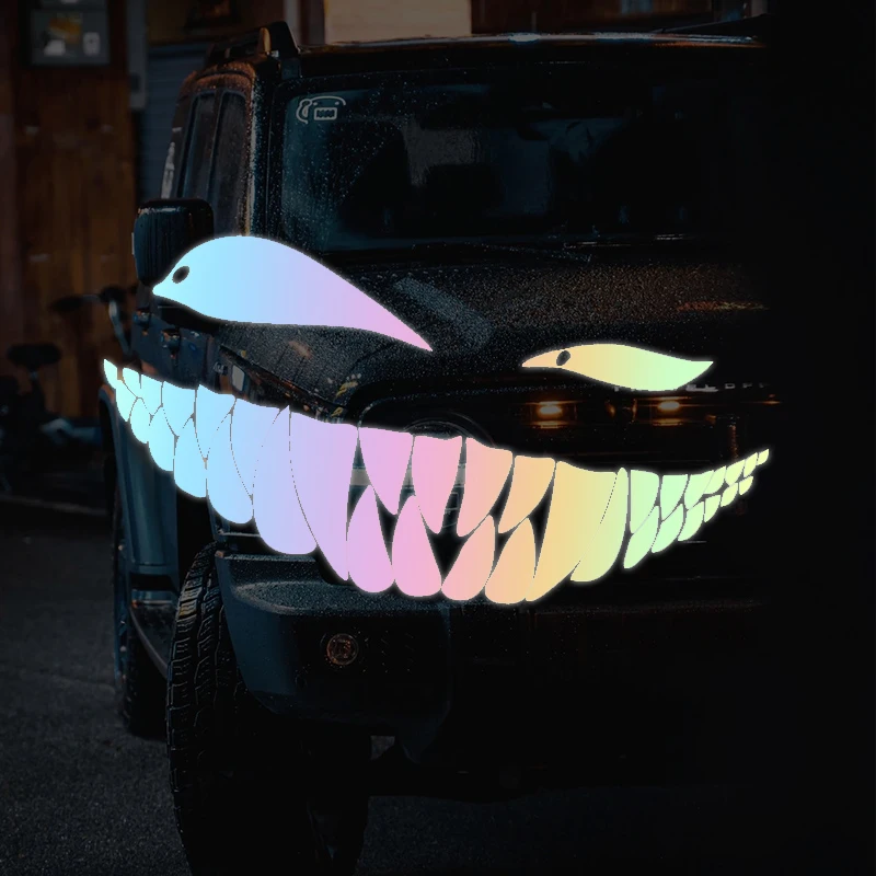 

Reflective Leant Eyes Bad Smile Stickers Motorcycle Decals Funny Auto Body Styling Decoration Window Sticker Vinyl Waterproof