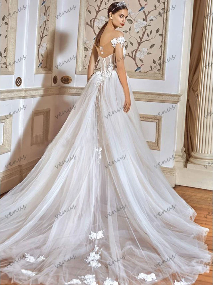 Classic Wedding Dresses A-Line Bridal Gowns Off The Shoulder Robes For Formal Party Pretty Lace Appliques Vestidos De Novia 2024