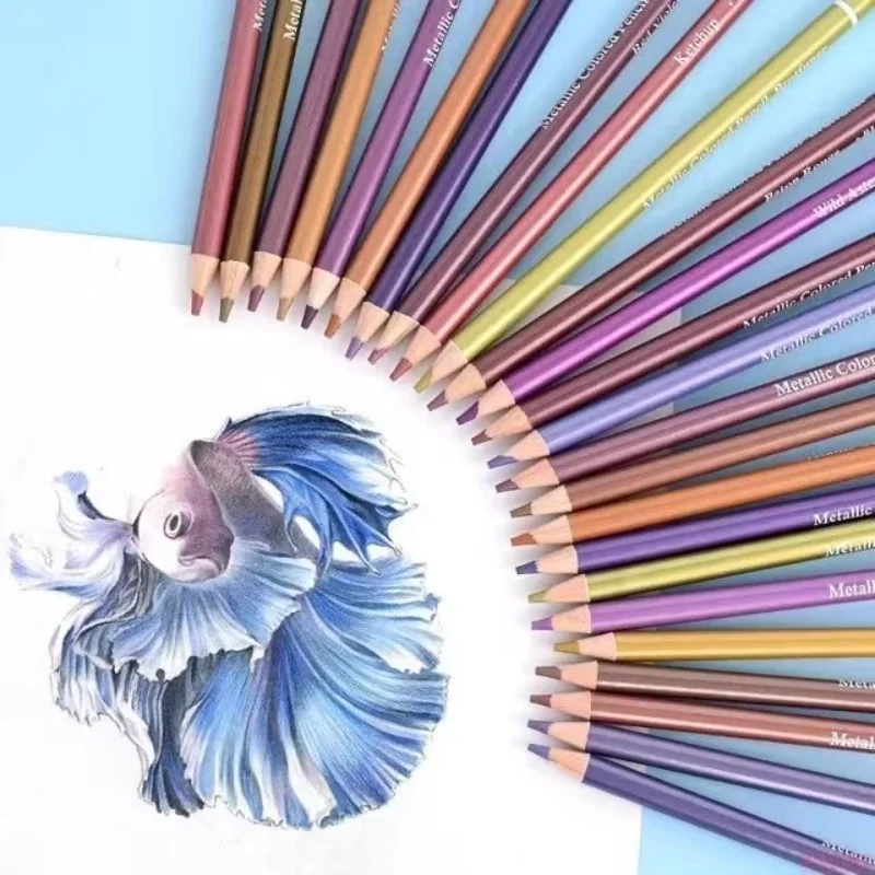 Brutfuner-Metálico Lápis Colorido Set, Lápis Desenho Madeira