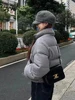 Korean Style High-end Short Gray Cotton Parkas Loose  Warm Thickened Stand Collar Outwear 2023 New Winter Coat Women 3