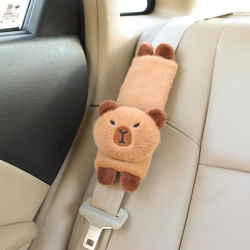 Car Seat Strap Pads Car Headrest Pillow Animal Capybara Shoulder Pads Cute Animal Headrest Pillow Automotive Seat Belt Pads