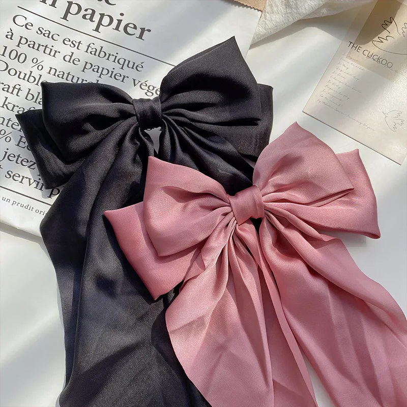 Elegant Solid Color Bow Hair Clip - Stylish Ribbon Accessory