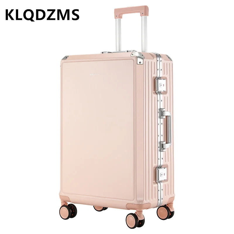 

KLQDZMS 20"22"24"26 Inch New Luggage Aluminum Frame Trolley Case Student Boarding Box Men's Password Box Rolling Suitcase