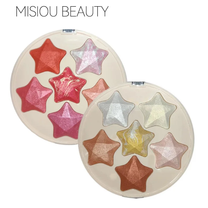 

MisiouBeautyFace Repair Natural Brightening Pearlescent Shimmer6Color Five-Pointed Star Highlight Integrated Plate