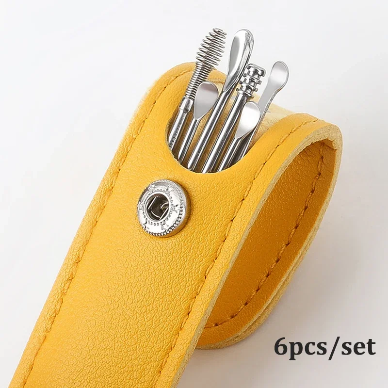 6Pcs Cleaner Wax Remover Cleaning Kit Pick Earwax Curette Spoon Removal Tool For Baby Adults Ear Care Set_voghion.com