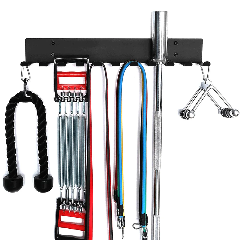 Multi-Purpose Gym Storage Rack Wall Mount Resistance Bands Storage Hanger Barbell Rack for Resistance Bands Jump Ropes Barbells 5