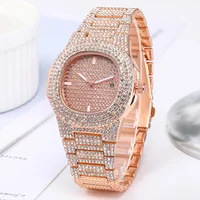 Luxury Full Diamond Men's Stainless Steel Watches Male Sports Quartz Wristwatch with Calendar 2