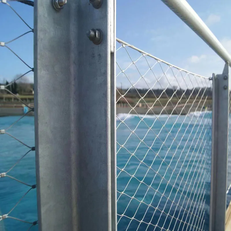 Flexibility Stainless Steel Embankment Guardrail Protection Net with Cable Mesh 2.0 MM Wire