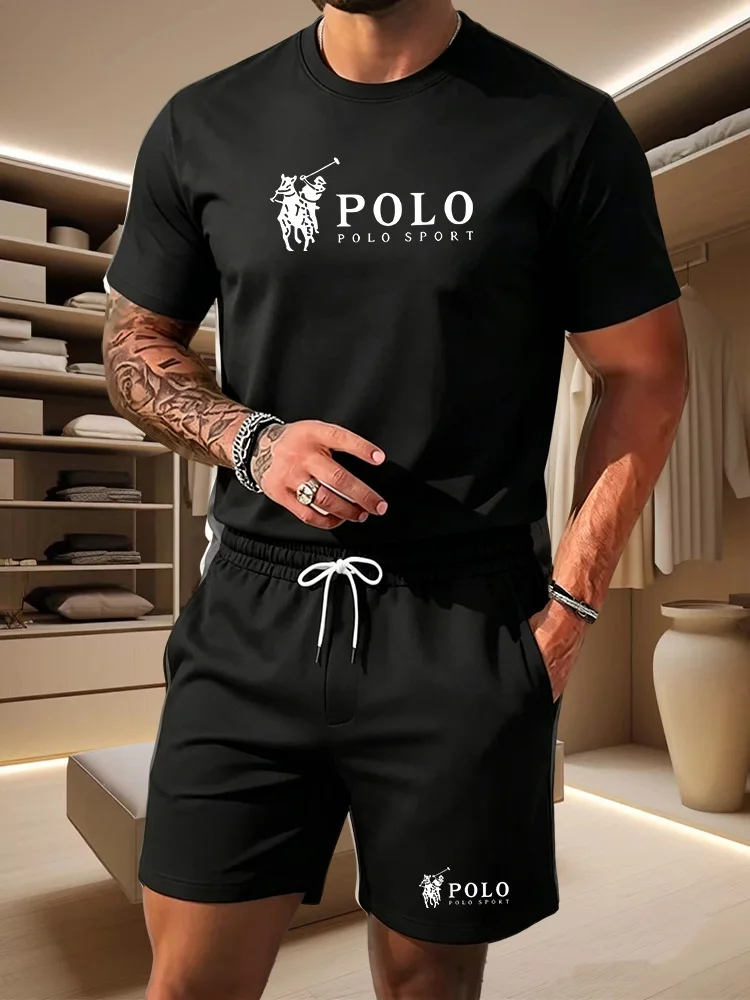 Completo Sportivo Estivo da Uomo: T-shirt a Maniche Corte Traspirante + Pantaloncini, Set Casual Leggero e Confortevole in 2 Pezzi - immagine 2