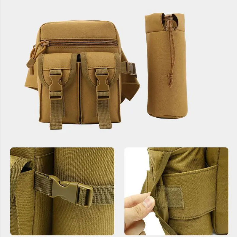 Cycling Tactical Bag Waist Belt Bag Water Bottle Phone Pouch Traveling Bag Outdoor Multi-Functional Waist Pack Tool Satchel
