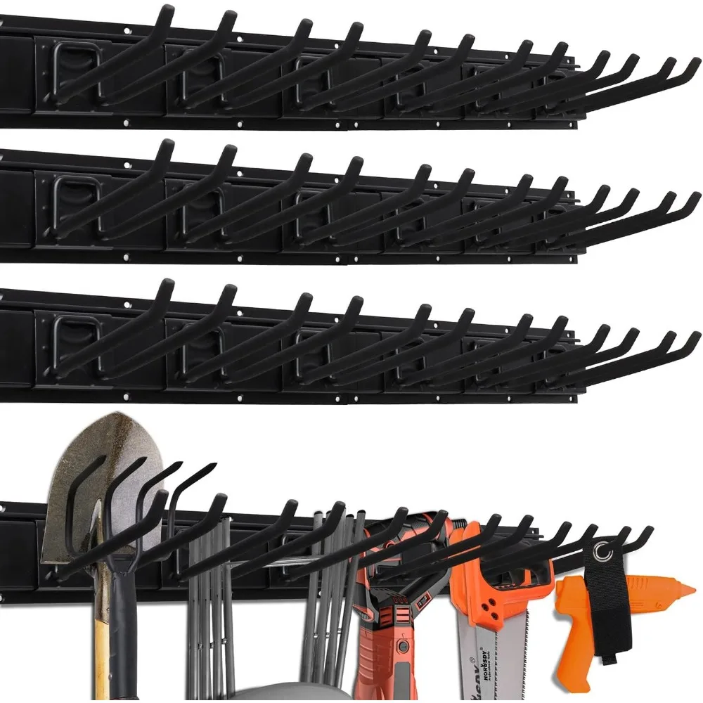 

HORUSDY 64-Inch Heavy Duty Garage Organization Rack, 4 packs Rails and 9 Adjustable Hooks, Tool Organizer Rack