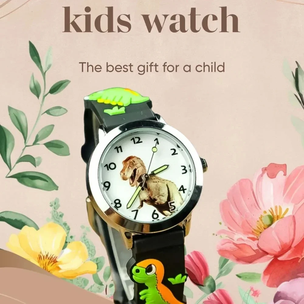 

2024 Children's Watch Youth Cute Cartoon 3D Tyrannosaurus Rex Quartz Watch Boys and Girls Dinosaur Watch Children's Best Gift