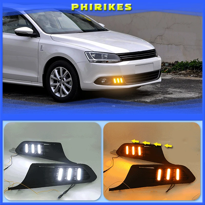

1 комплект 12 в светодиодный одов для Volkswagen VW Jetta Sagitar 2012 2013 2014 DRL дневные ходовые огни дневного света ABS противотуманная фара крышка
