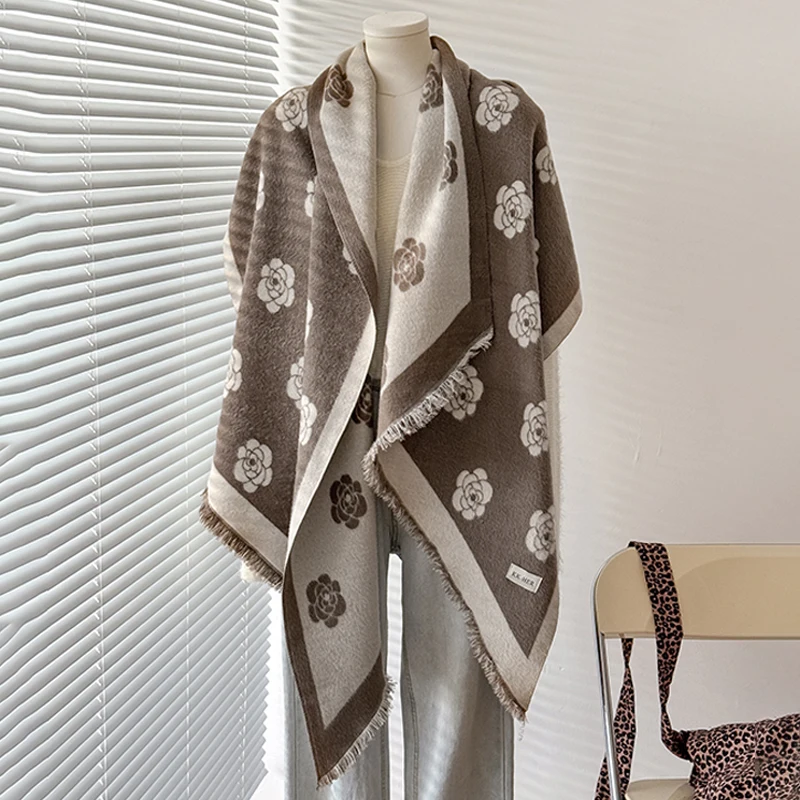 2025 Luxury Brand Women's Cashmere Winter Shawl - Cute Allover Print Tasseled Pashmina Wrap Bandana