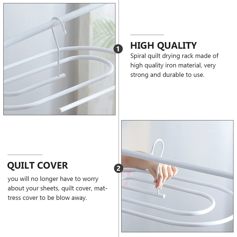 Iron Spiral Quilt Drying Rack Clothes Rack Space Saving ganizer Sheet Hanger Balcony Storage Solution Drying Racks Home Storage 3