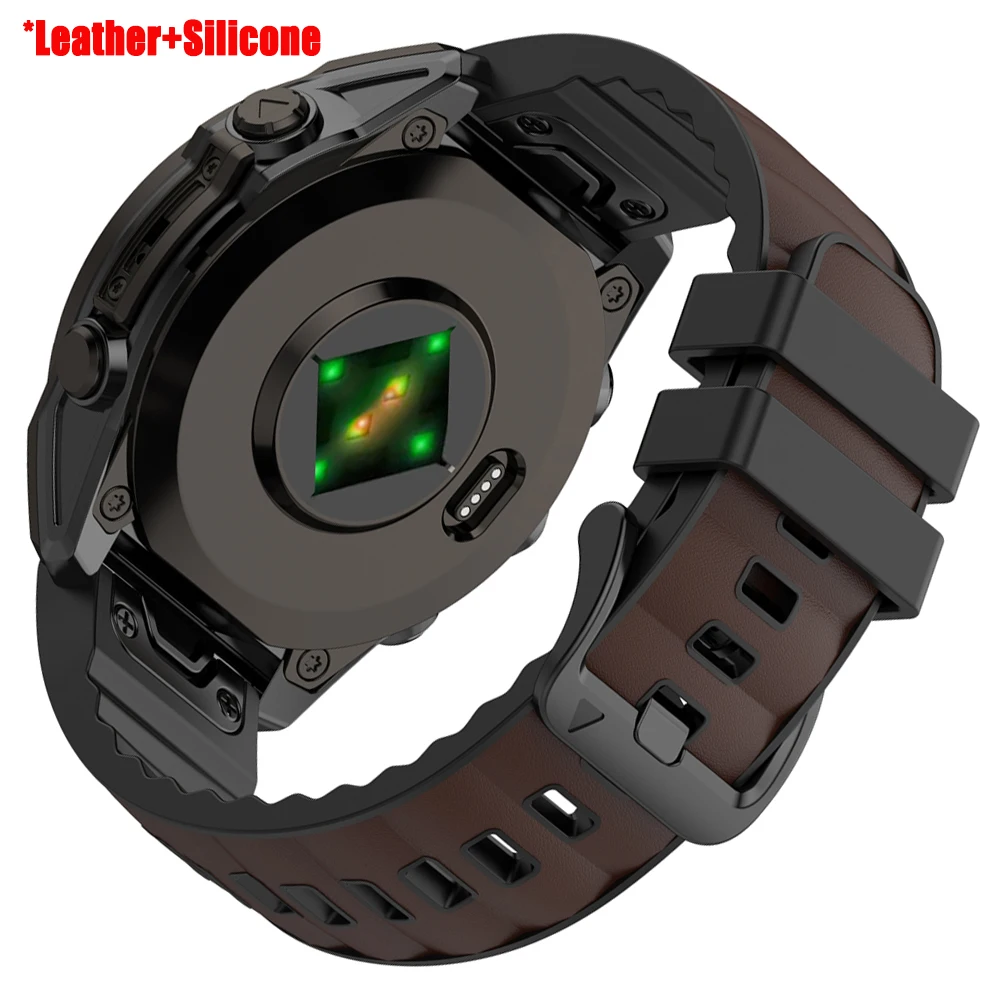 Premium Leather & Silicone Strap for Garmin Smartwatches - QuickFit Sports Band