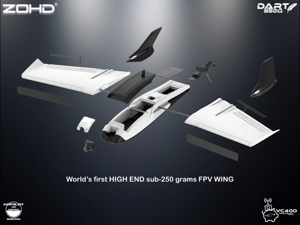 ZOHD Dart250G 570mm Wingspan Sub-250 grams Sweep Forward Wing AIO EPP FPV RC Airplane PNP KIT