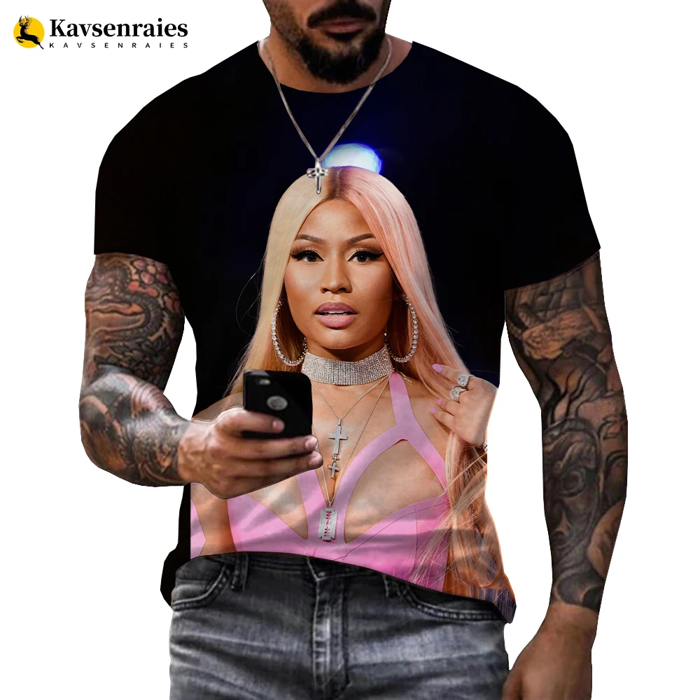 

Sexy Singer Nicki Minaj 3D T-shirt Women Funny Yoga Short Sleeve Bikini Goddess Exposed Men Tshirt Hip Hop T Shirt 6XL