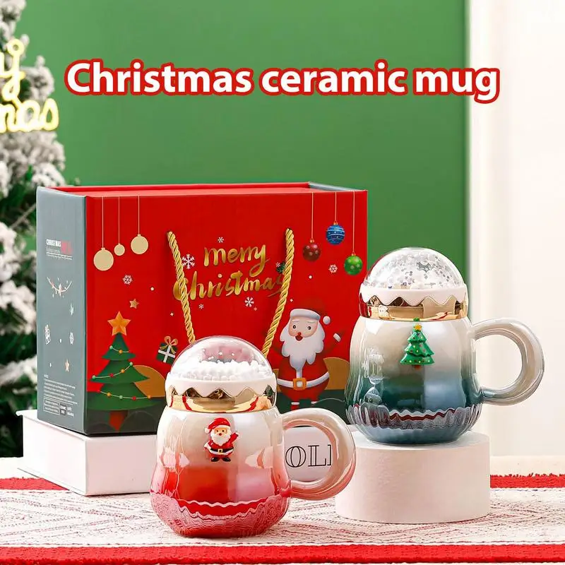 

Christmas Ceramic Cup durable Large Caliber Design Mug With Lid Coffee Breakfast Cup Children's Cup Christmas Decor Gifts