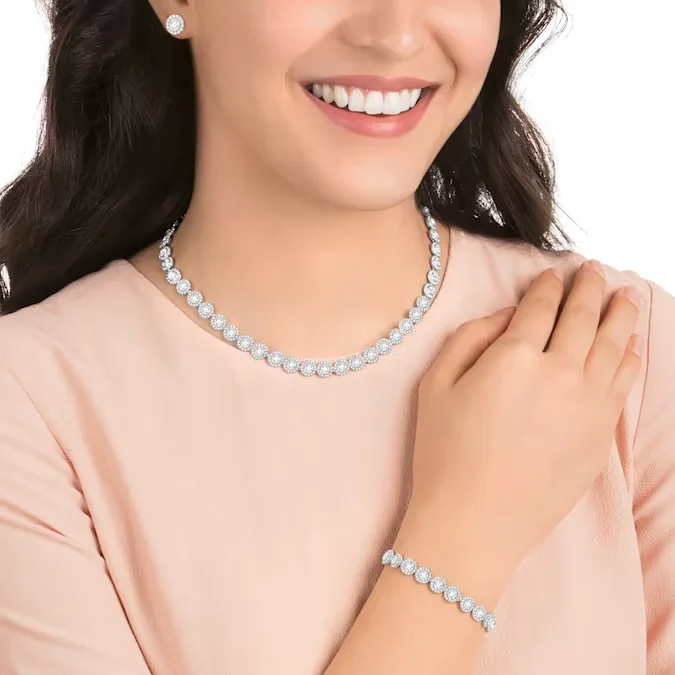 오리지널 엔젤 목걸이 부티크 주얼리 세트, ANGELIC 시리즈, 크리스탈 참, 여성 귀걸이, 반지 팔찌, 파티 선물, 밴드 로고