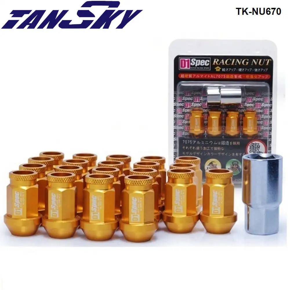 TANSKY-D1 Spec Auto Wheel Lug Nuts Lock M12xP1.5/M12xP1.25 20pcs With One Lock For Honda Toyota Lexus Mitsubishi TK-NU670