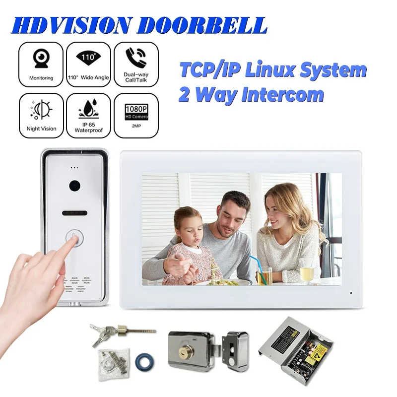 

Best cheap full kit 7" smart door lock with video door bell intercom electric door lock Inter camera video capture for home